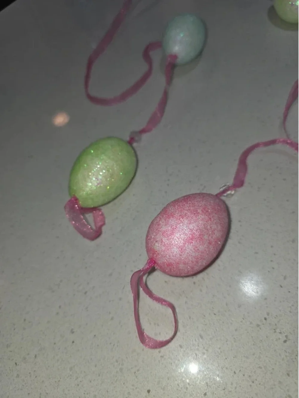 Pastel Easter Egg Garland Decoration with Pink Ribbon
